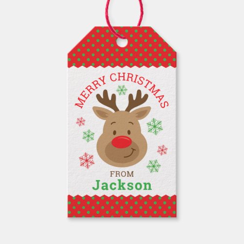 Personalized Merry Christmas Reindeer Gift Tag