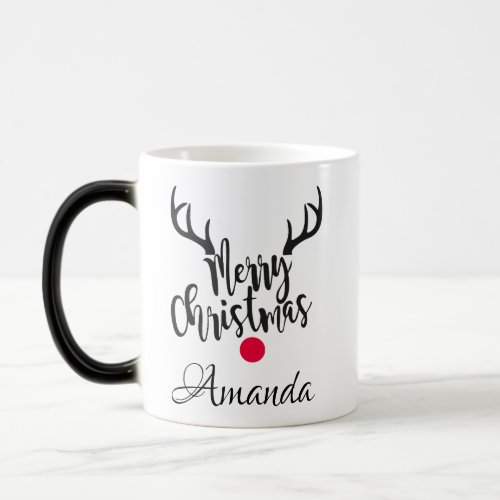 Personalized merry christmas reindeer  magic mug