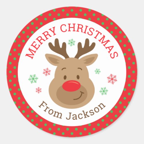 Personalized Merry Christmas Reindeer Sticker