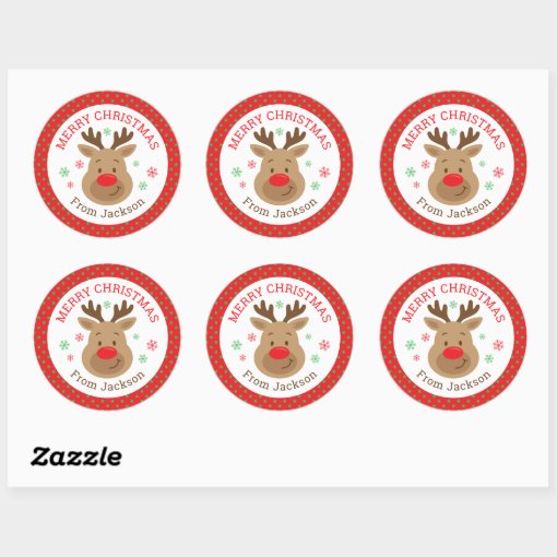 Personalized Merry Christmas Reindeer Sticker | Zazzle