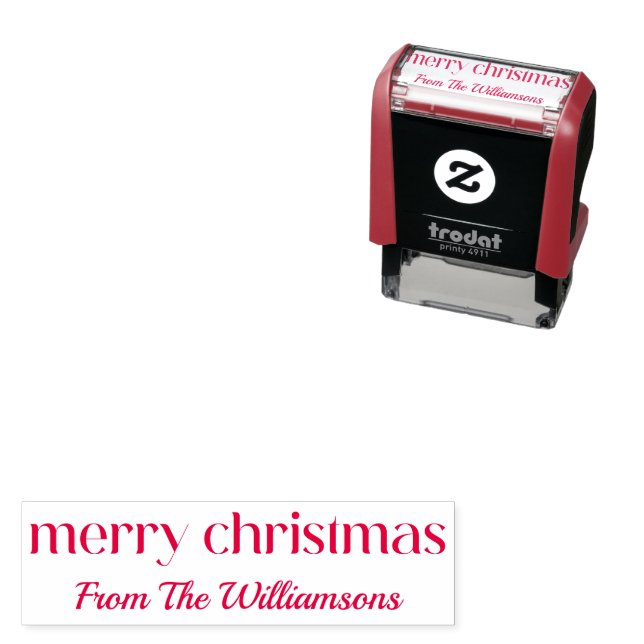 Personalized Merry Christmas Retro Typography Name Self-inking Stamp (In Situ)