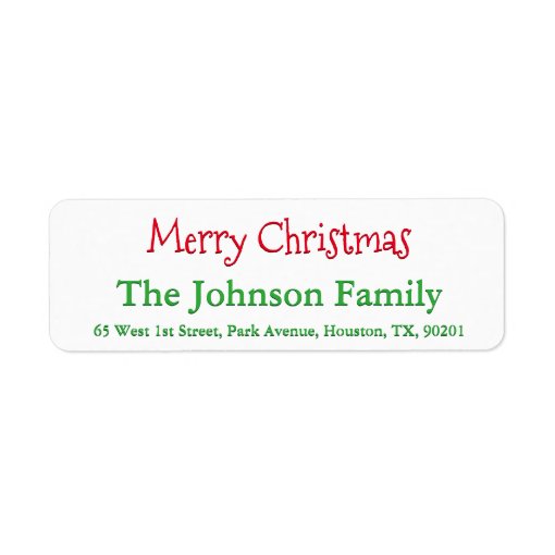 Personalized Merry Christmas Return Address Label Zazzle