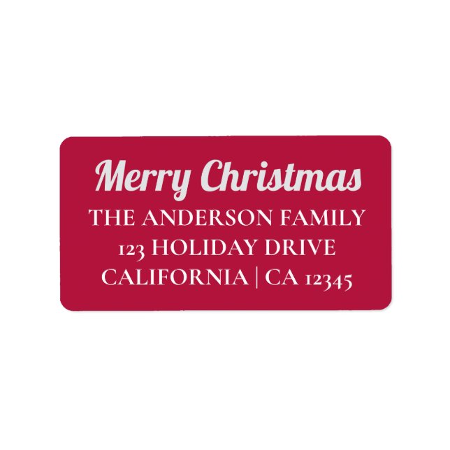Personalized Merry Christmas Return Address Sticke Label (Front)