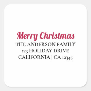 Personalized Merry Christmas Return Address Sticke Square Sticker