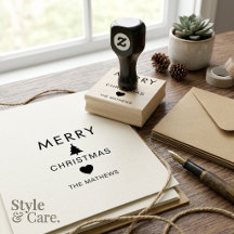Personalized Merry Christmas Rubber Stamp For Gift