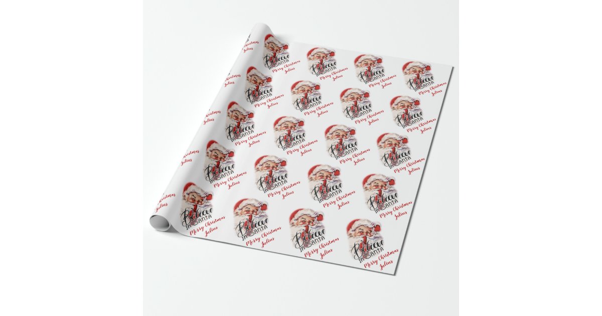 Personalized Merry Christmas Santa Claus Holiday Wrapping Paper
