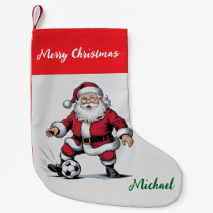Personalized Merry Christmas Santa Claus Soccer Small Christmas Stocking