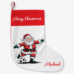 Personalized Merry Christmas Santa Claus Soccer Small Christmas Stocking