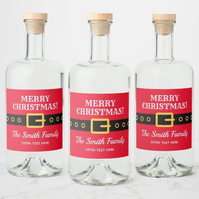 Personalized Merry Christmas Santa Claus suit fun Liquor Bottle Label (Bottles)