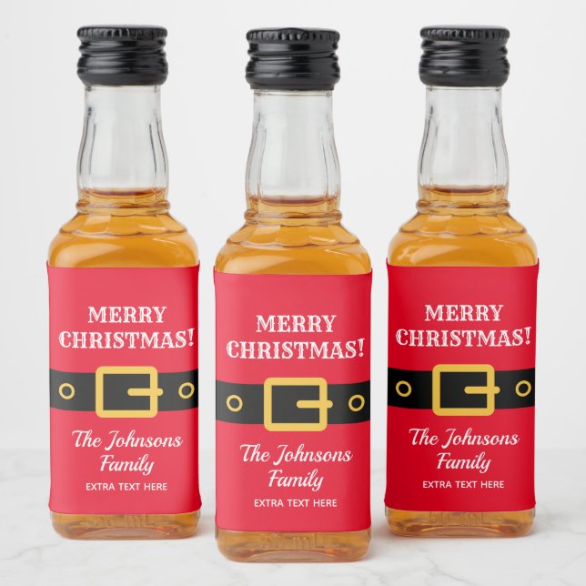 Personalized Merry Christmas Santa Claus suit mini Liquor Bottle Label (Bottles)