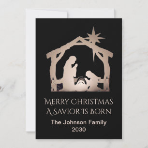 Personalized Merry Christmas Savior Born Nativity Holiday Card