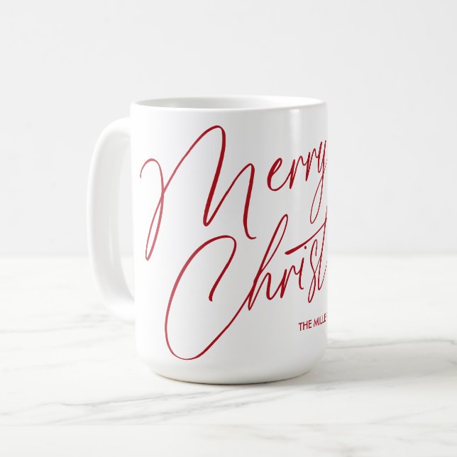 Personalized Merry Christmas Script Mug | Custom  (Front Left)