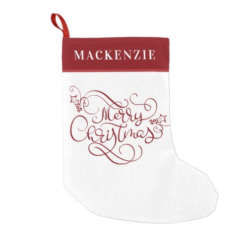 Personalized Merry Christmas Script Your Color Small Christmas Stocking