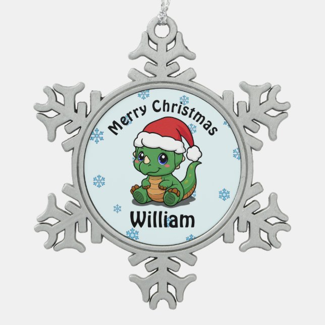 Personalized Merry Christmas Snowflake Ornament (Front)