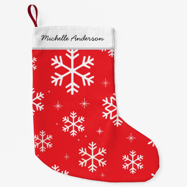 Personalized Merry Christmas Snowflakes Pattern    Small Christmas Stocking (Front)