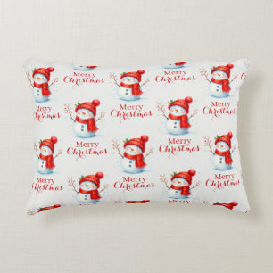 Personalized Merry Christmas Snowman Custom Year  Accent Pillow