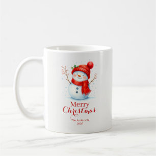 Personalized Merry Christmas Snowman Custom Year  Coffee Mug
