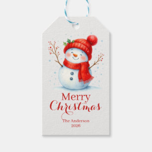 Personalized Merry Christmas Snowman Custom Year  Gift Tags