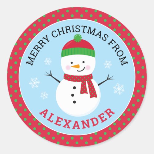 Personalized Merry Christmas Snowman Sticker