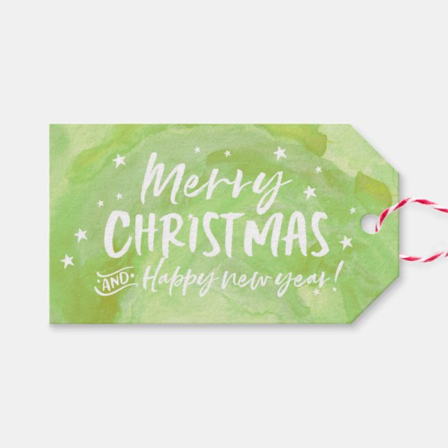 Personalized Merry Christmas starry gift tags (Front (Horizontal))