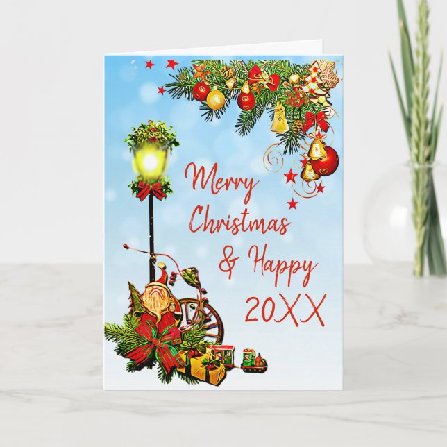 Personalized Merry Christmas Street Light Card (Front)