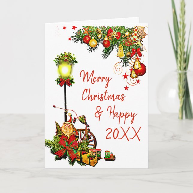Personalized Merry Christmas Street Light Card (Front)