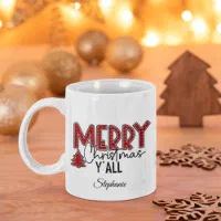 Holiday Cheer Merry Christmas Mug, Minimalist Design in Black Text