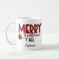 Holiday Cheer Merry Christmas Mug, Minimalist Design in Black Text