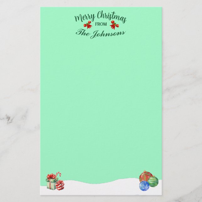 Personalized Merry Christmas Theme Stationery (Front)