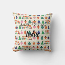 Personalized Merry Christmas Throw Pillow