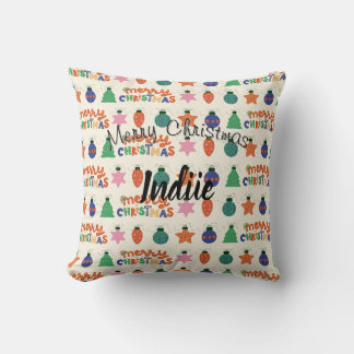 Personalized Merry Christmas Throw Pillow