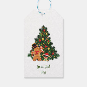 Personalized Merry Christmas Tree and Ornaments Gift Tags