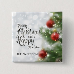 Personalized Merry Christmas Tree Button