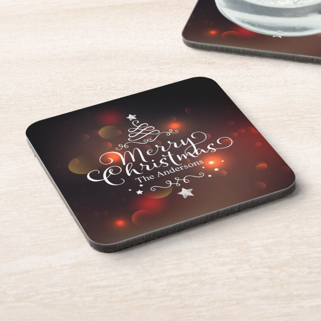 Personalized Merry Christmas Tree | Coaster (Left Side)