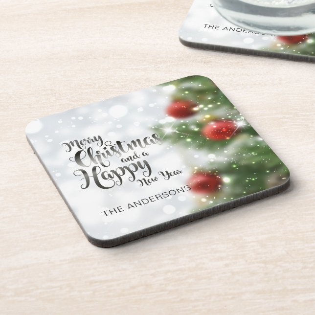 Personalized Merry Christmas Tree | Coaster (Left Side)