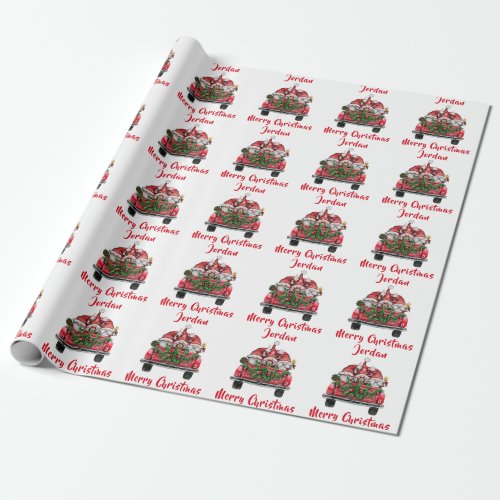 Personalized Merry Christmas Tree Farm Truck Wrapping Paper