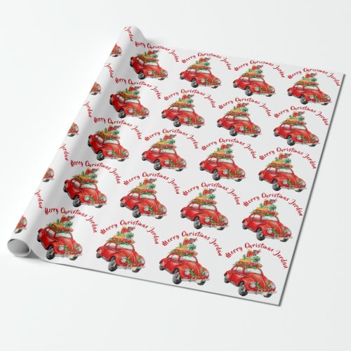 Personalized Merry Christmas Tree Farm Truck Wrapping Paper