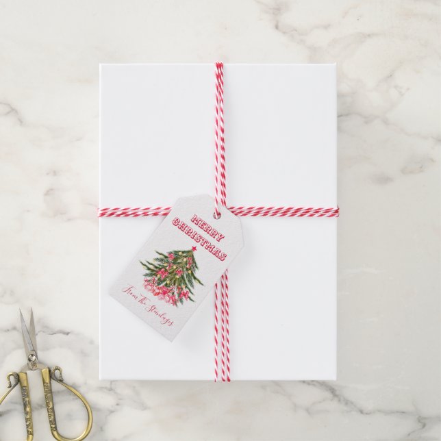 Personalized Merry Christmas Tree Gift Tags (With Twine)