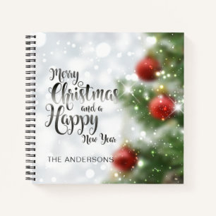 Personalized Merry Christmas Tree   Guestbook Notebook