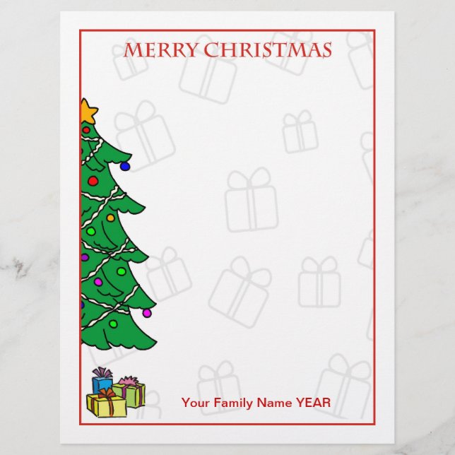 Personalized Merry Christmas Tree Letterhead (Front)