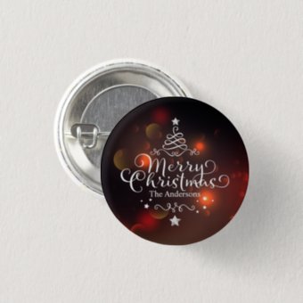 Personalized Merry Christmas Tree Pin Button | Zazzle