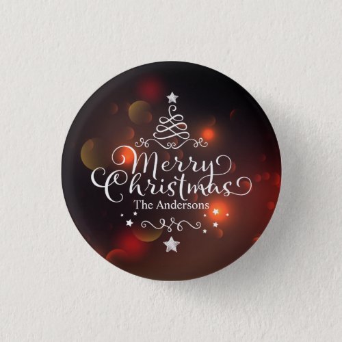 Personalized Merry Christmas Tree Pin Button