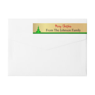 Personalized Merry Christmas Tree Return Address Wrap Around Label