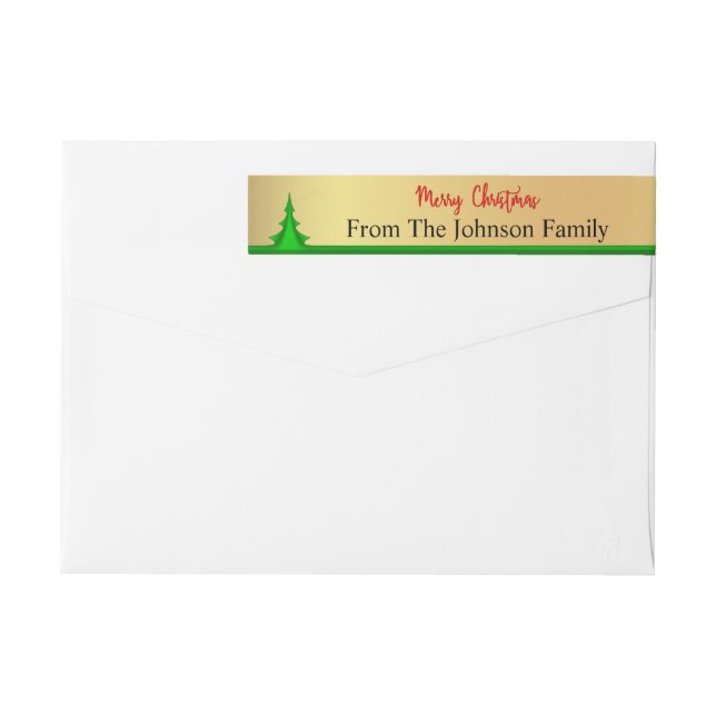Personalized Merry Christmas Tree Return Address Wrap Around Label (Back)