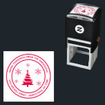Personalized Merry Christmas Tree Self-Inking Stam Self-inking Stamp<br><div class="desc">Spread holiday cheer with this custom Merry Christmas self-inking stamp, featuring a festive tree design and snowflakes. Add your family name and address around the circular border for a personal touch on cards, envelopes, gift tags, and packages. This convenient, mess-free stamp is perfect for seasonal mailing and adds charm to...</div>