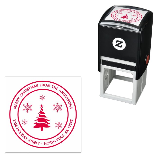 Personalized Merry Christmas Tree Self-Inking Stam Self-inking Stamp (In Situ)