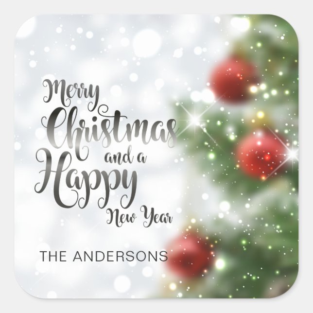 Personalized Merry Christmas Tree | Sticker Seal (Front)