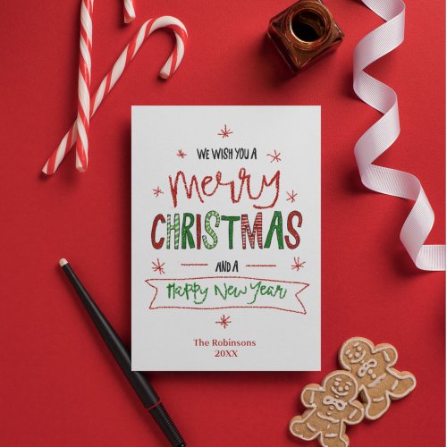 Personalized  Merry Christmas Typography Non Photo Holiday Card