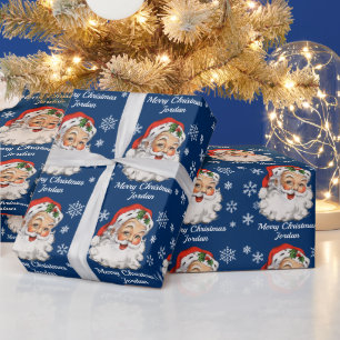 Personalized Merry Christmas Vintage Santa Claus Wrapping Paper