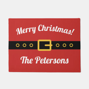 Personalized Merry Christmas welcome door mat